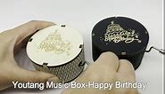 Youtang Happy Birthday Wood Music Box, Round Antique Engraved Handcrank Wooden Musical Boxes Gifts for Lover, Boyfriend, Girlfriend, Husband, Wife(White)