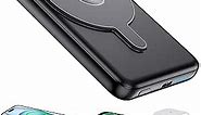kurdene Wireless Portable Charger, 3 in 1 Magnetic Power Bank Compatible with iWatch Charger,5000mAh Mag-Safe Battery Pack,Compatible with iPhone 15/14/13/12 Series, Apple Watch Series, Airpods-Black
