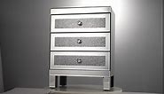 MIREO Mirrored Nightstand with 3 Drawers, Mirror Accent Silver Table, Nightstand with Drawers Bedroom Mini Cabinet from Fine Furniture