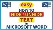 Microsoft Word: How To Hide Or Unhide Text In Word | 365 | *2023*