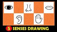 How To Draw Sense Organs || 5 Senses Drawing For Kids || Super Easy