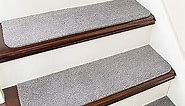 COSY HOMEER Stair Treads Non-Slip Carpet Mat 28inX9in Indoor Stair Runners for Wooden Steps, Stair Rugs for Kids and Dogs, 100% Polyester TPE Backing 4pcs,Grey,Protect Floor