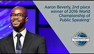 Aaron Beverly, 2nd place winner of 2016 World Championship of Public Speaking