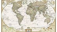 National Geographic World Political Antique Style Laminated Map - 117 x 76 cm