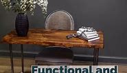 Southern Rustic Logwerks Industrial Pipe Live Edge Entertainment Center— Steampunk TV Stand with Live Edge Wood (Honey Pine)