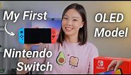 Unboxing My FIRST Nintendo Switch!! | OLED Model First Impressions