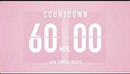 60 Min [ 1 Hour ] Countdown Flip Clock Timer / Simple Beeps 🌸🔔