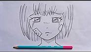 Easy anime drawing | how to draw little anime girl [ sad anime ]