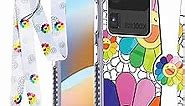 Trendy Fun Flowers for Samsung Galaxy S20 Ultra/20 Ultra 5G Case with Wrist Strap for Girls Women Cute Wristband Lanyard Kawaii Aesthetic Phone Cases Cover for Samsung Galaxy S20 Ultra/20 Ultra 5G