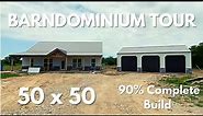 New Barndominium Tour NE Oklahoma: 50 x 50 Pole Barn Home 90% Complete Metal Home Build