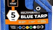 Better Blue Poly Tarp 6' x 8' - Multipurpose Protective Cover - Lightweight, Durable, Waterproof, Weather Proof - 5 Mil Thick Polyethylene - by Xpose Safety