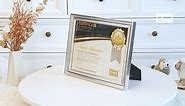 Memory Island 8.5x11 Diploma Document Frames,Real Glass Fronts, 4 Pack Silver Certificate Frames for Wall Or Tabletop Display,Diploma Frames For Degree Award