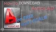 How to legally download and install Autocad for free!! (Educational version).
