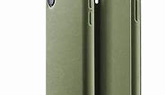 Mujjo Full Leather Case for iPhone Xs, iPhone X | Premium Genuine Leather, Natural Aging Effect | Slim, Leather Wrapped, Wireless Charging (Olive)