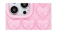 DMaos iPhone 15 Case for Women, 3D Pop Bubble Heart Kawaii Gel Cover, Cute Girly for iPhone15 6.1 inch - Pink