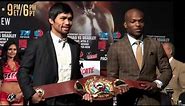 Manny Pacquiao and Timothy Bradley pose with new WBO Super belt
