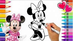 Minnie Mouse Beautiful Dress Coloring Page | Glitter Art | Mickey Mouse Clubhouse Coloring Book