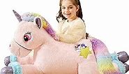 IKASA Giant Unicorn Stuffed Animal Plush Toy,Big Large Jumbo Soft Toys,43" Huge Size Cute Fluffy Plushy Fat Oversized Plushie,Gifts for Kids Girls Boys (43 inches, Pink)