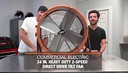 Commercial Electric 24 in. Heavy Duty 2-Speed Direct Drive Tilt Drum Fan BF24TFCE