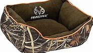 Realtree MAX-5 Camo Premium Bolstered Sofa Lounger Pet Bed for Dogs and Cats Realtree MAX-5/Brown/Orange Piping 18 X 24 Inches