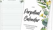 Perpetual Calendar for Birthdays 5''x10'' - Celebrate Every Moment 12 Months - Anniversaries, and Special Dates - Monthly Wall To Do List Organizer Notepad for Important Dates - Green Leaves (Floral)