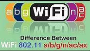 A Comparison Between IEEE 802 11 Standards | Difference Between WiFi 802.11 a/b/g/n/ac/ax
