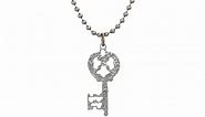 1928 Jewelry Antiqued Pewter Tone Key Shaped Pendant Necklace, 22