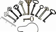 Universal Skeleton Key Set - Works with 1/2 Inch Keyholes Only - Generic Hollow Barrel Vintage Keys for Antique Furniture - Cabinet Doors, Grandfather Clocks, Dresser Drawers (Set of 10 Keys)