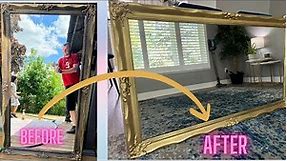 Antique Mirror Makeover for $20 | Gold frame spray painting