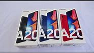 Samsung Galaxy A20 Black, Blue and Red colors unboxing and test camera
