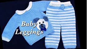 Easy crochet baby pants with matching sweater - Trousers or joggers 6 to 9 months & Toddlers #209