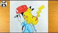 Ash boy with cute pikachu art tutorial | Pokemon drawings ​⁠@TaposhiartsAcademy