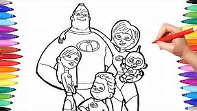 INCREDIBLES 2 Coloring Pages | Coloring Mr Incredible Elastigirl Violet Flash Jack | The Incredibles