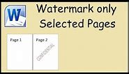 How to watermark one page only in Microsoft Word
