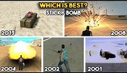 GTA : WHICH IS BEST STICKY BOMB IN EVERY GTA? (GTA 5, 4, SAN, VC, 3)