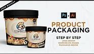 Ice Cream Bucket Product Packaging Design in Illustrator/Photoshop 3d Bucket Mockup