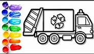 Recycling Truck Drawing, Painting and Coloring for Kids & Toddlers | How to Draw | Garbage Truck