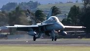 F/A-18 Hornets Arrival and 30 knots Crosswind Landing