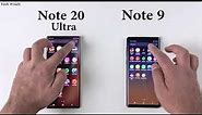 SAMSUNG Note 20 Ultra vs Note 9 : Speed Test + Size Comparison + Ram Management