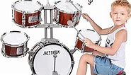 Drum Set for Kids Musical Instruments Kids Drum Set with Stool, Cymbal, Drum Sticks, 4 Snare Drums and 1 Bass Drum Jazz Drum Kit Toys for 3 4 5 6 Year Old Boys Girls Gifts