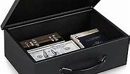 KYODOLED Fireproof Document Box with Key Lock,Safe Storage Box for Valuables,Fire Resistance Security Chest,Fireproof Box for Documents,Passport,Cash,Tablet,Exterior 12.8'' x 8.4'' x 4.5'' Black