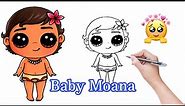 How To Draw A cute BABY MOANA Clipart,To Draw step by step, DL cute things