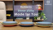 Homienly Flat Dinner Plates Set of 8 Alternative for Plastic Plates Microwave and Dishwasher Safe Wheat Straw Plates for Kitchen Unbreakable Kids Plates with Pattern (Multi, 9 inch)