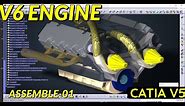 V6 Engine Design in Catia | Assemble Part -01 | Advanced Assembly | CATIA TUTORIALS