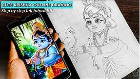 Tutorial: Little Krishna Outline Drawing 😮❤️, Krishna ji drawing, The Arts Cafe