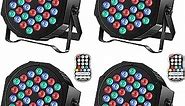 Rechargeable Par Can Lights U`King Wireless LED Uplights Battery Powered Uplighting RGB 36W Stage Lighting for Events DJ Disco Wedding Party - 4 Pack