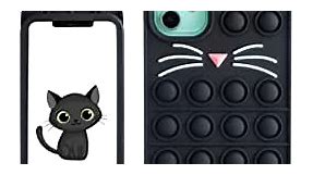 Coralogo Black Cat Case for iPhone 11 Cartoon Funny Kawaii Cute Silicone Fun Cover Stylish Fashion Unique Cool Pretty Design Fidget Protective Aesthetic for Girls Boys Cases (for iPhone 11 6.1")