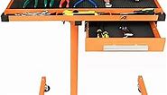 LT18 Heavy Duty Adjustable Work Table with Drawer for Mechanic,220lbs Capacity Rolling Tool Tray Table with Wheels Orange