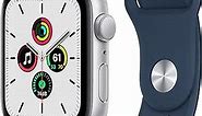 Apple Watch SE (Gen 1) [GPS 44mm] Smart Watch w/Silver Aluminium Case with Abyss Blue Sport Band. Fitness & Activity Tracker, Heart Rate Monitor, Retina Display, Water Resistant