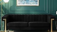 Black modern velvet chesterfield sofa